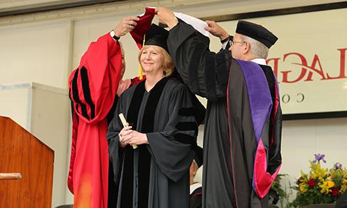 Hooding at a recent graduation