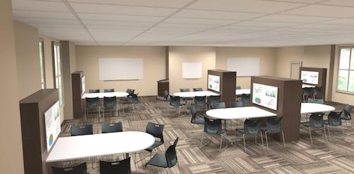 Architect's rendering of business classroom innovations